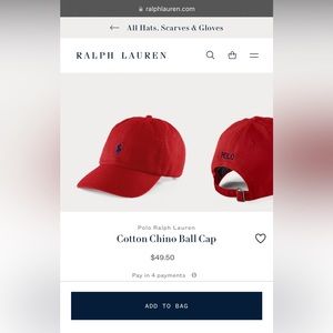 BRAND NEW POLO RALPH LAUREN CHINO BALL CAP - RED